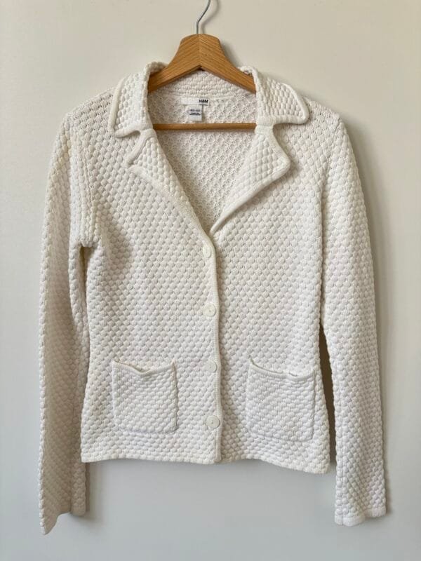 Biały kardigan H&M M 100% bawełna