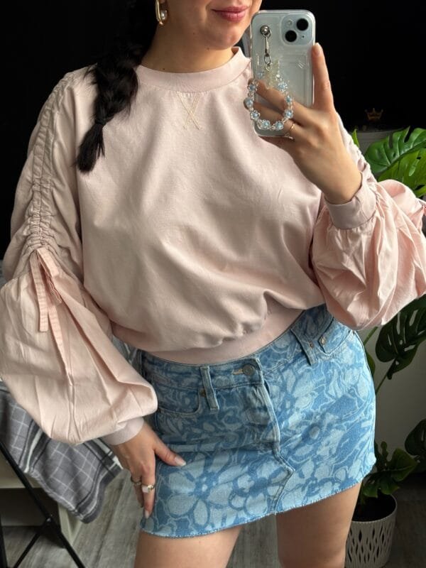 Pudrowy róż bluza M bawełna
