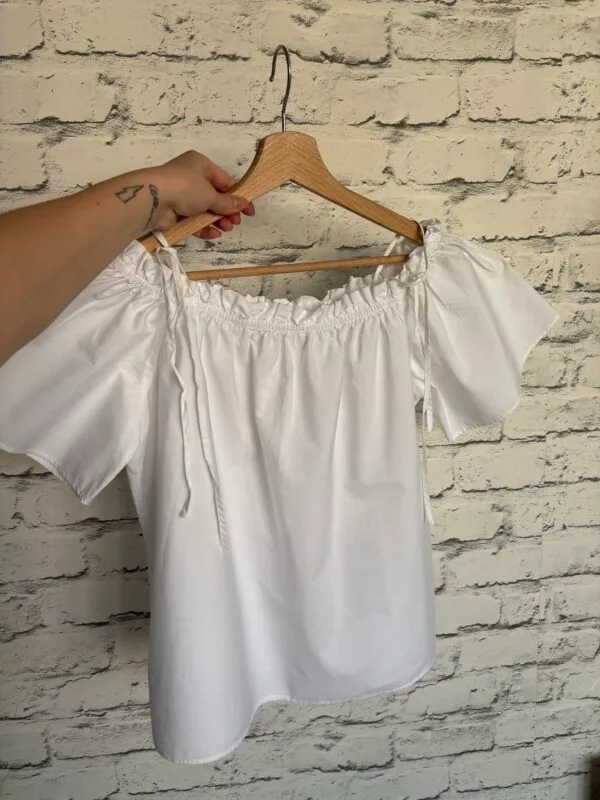 Bawełniana off shoulder H&M L - obrazek 4